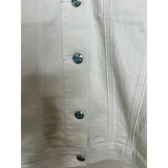 HSN Diane Gilman White Button Down Jacket Beaded Ornate Buttons XL - Picture 3 of 8
